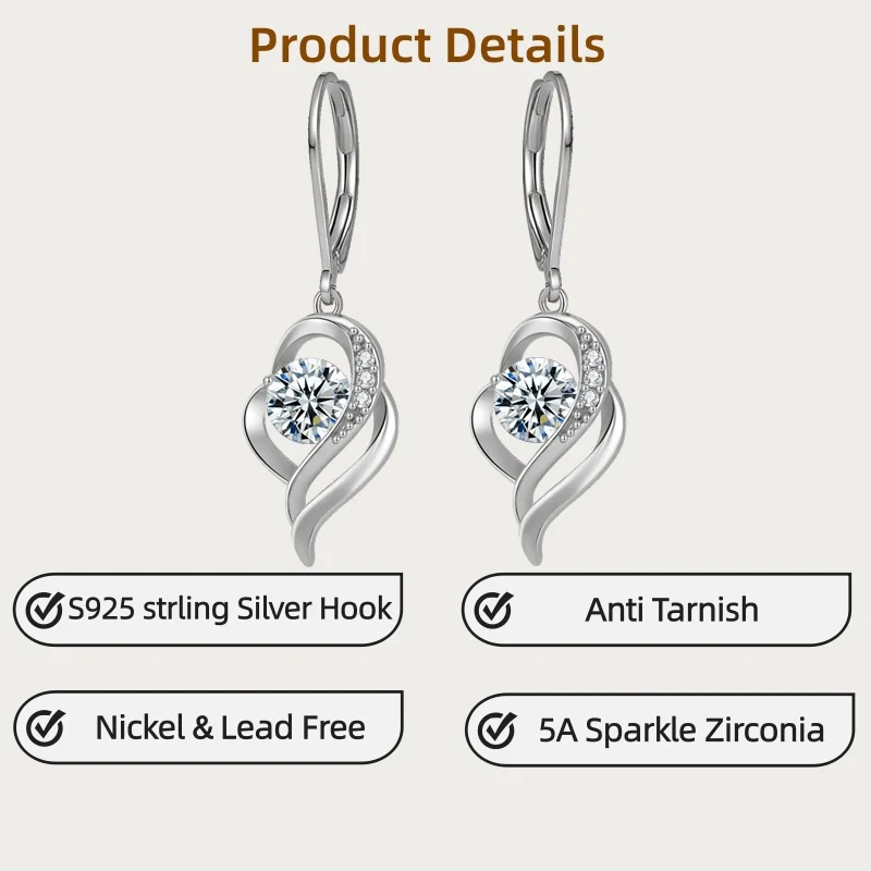 

Ювелирные изделия LAMVOICE для женщин/серьги-крючки с цирконием, серьги из стерлингового серебра S925, подарок на День святого Валентина для нее