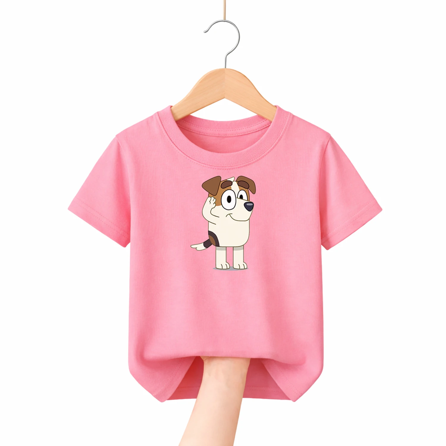 

Детская футболка с рисунком Bluey, хлопковая футболка, простая удобная одежда