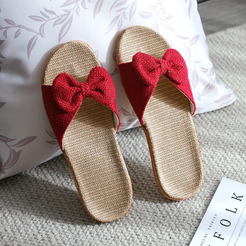 

Jarycorn 2023 New Products Casual Linen Slippers One Word Ladies Summer Indoor Mute Home Non-Slip