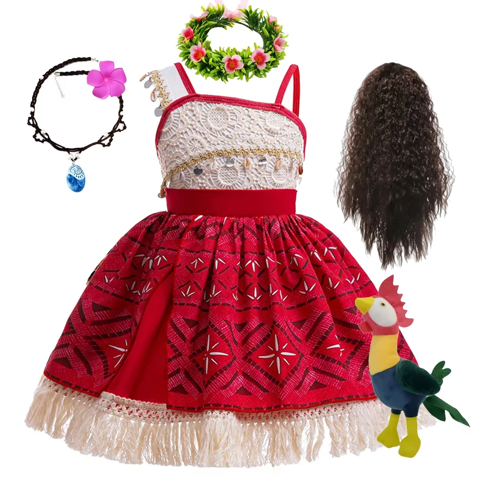 2024 New Movie Moano 2 Dress Girls Halloween Party Adventure Costume Girl Princess Fancy Clothes Children Vaiana Outfit Muababy