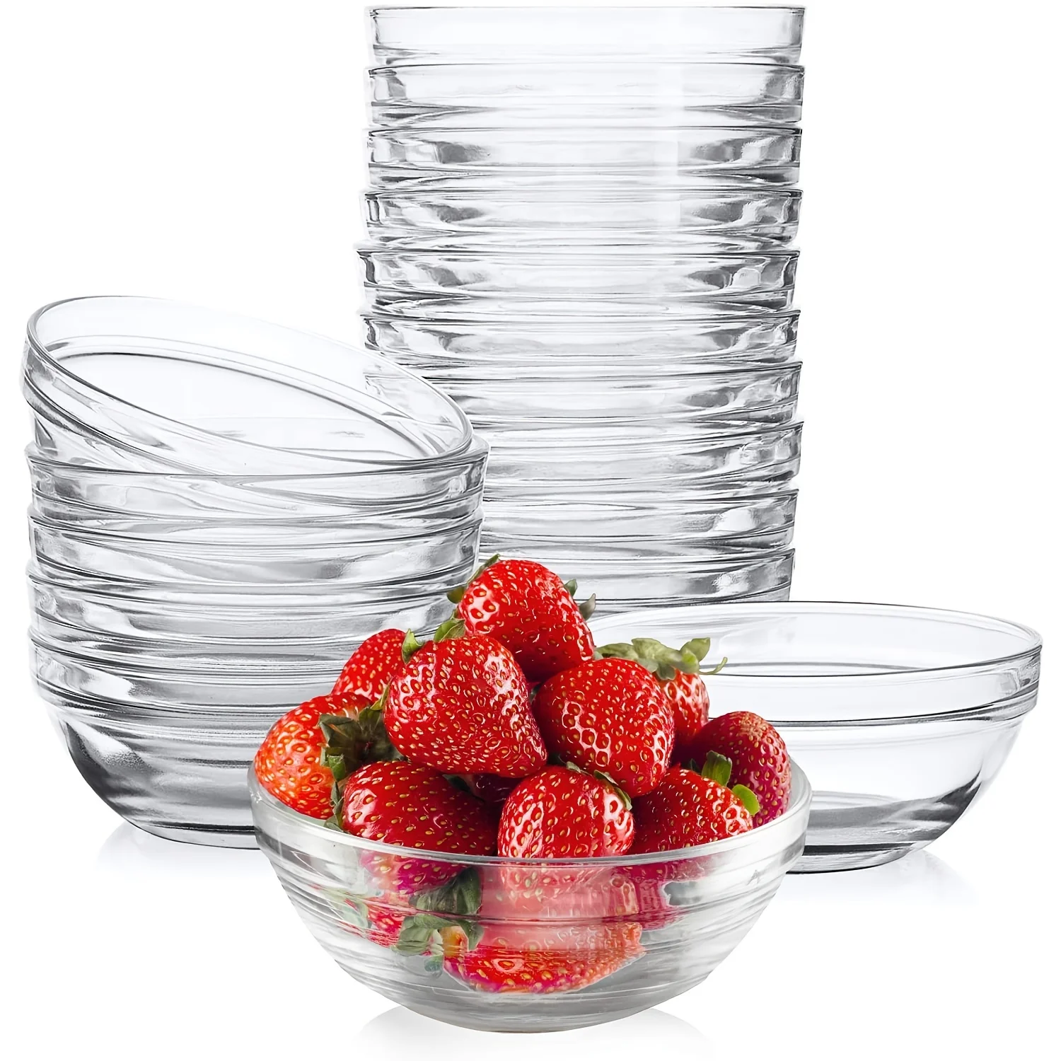 10/5PCS Mini Meal  Bowls Glass Bowls Stackable Clear Serving Cute Bowls for Salad Dessert Dips Nut Candy Dishes for Kitchen