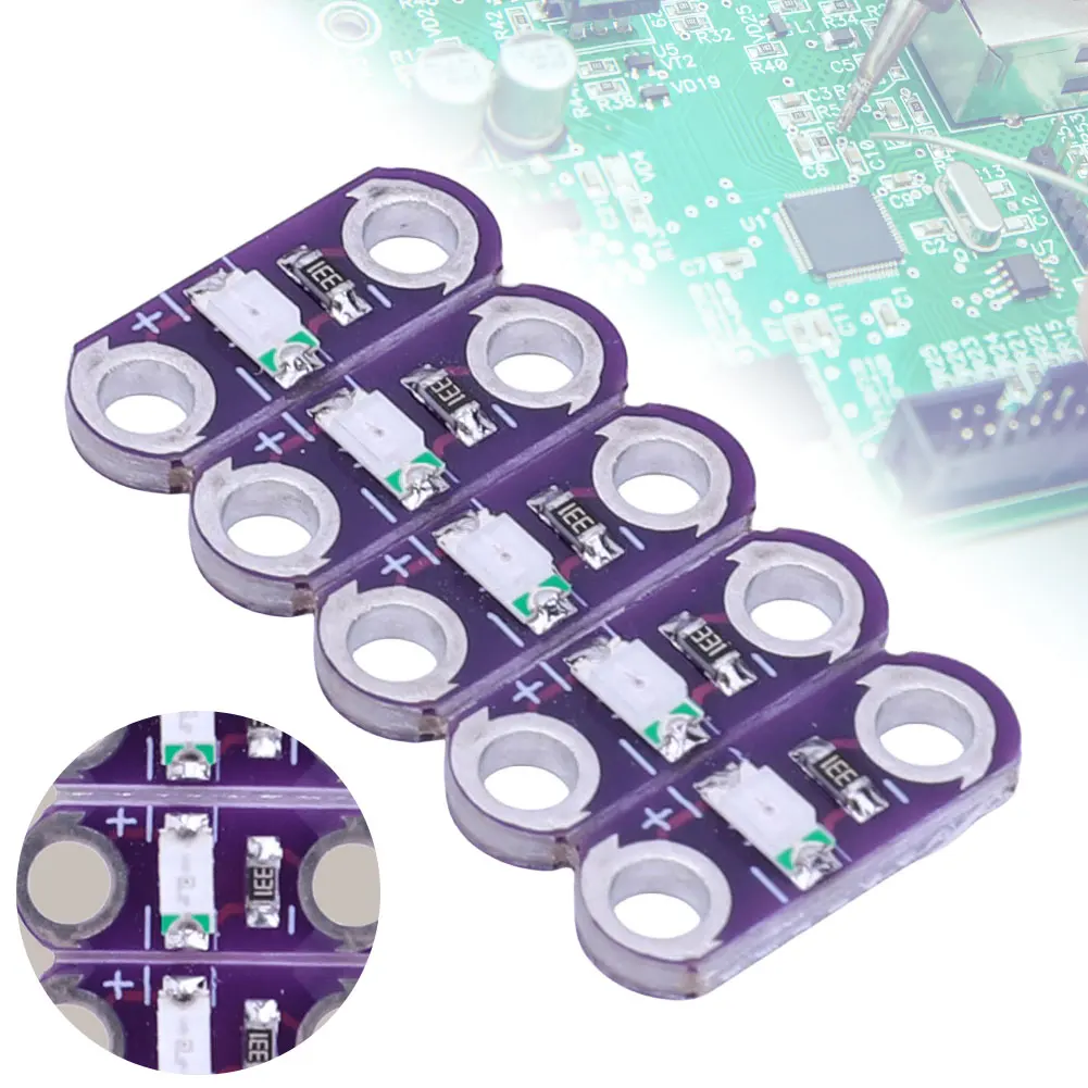 

Pack of 5 LilyPad Sewable Wearable LED Red/White/Yellow/Blue/Green Smart Electronics Lilypad LED Light Module for Arduino