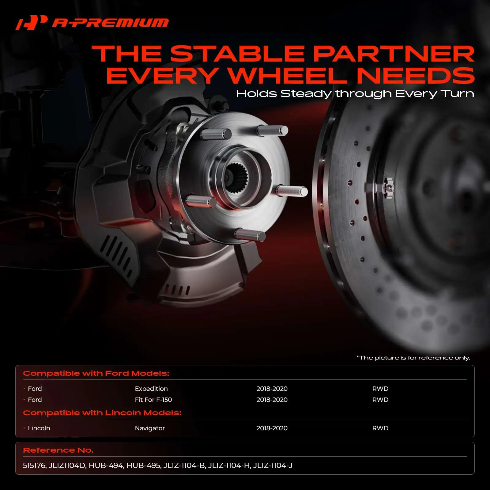 A-Premium 2pcs Front Left & Right Wheel Hub & Bearing Assembly for Ford F-150 Expedition 2018-2020 Lincoln Navigator 2018-2020 - view 2