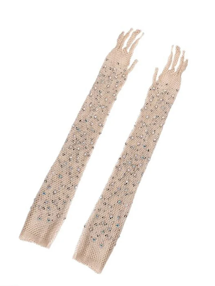 الصيد صافي قفازات الحفر الساخن الجوف خارج قفازات أنبوب طويل 45 سنتيمتر أنبوب إصبع طويل غطاء للذراع النساء واقية من الشمس قفازات الاصبع #6