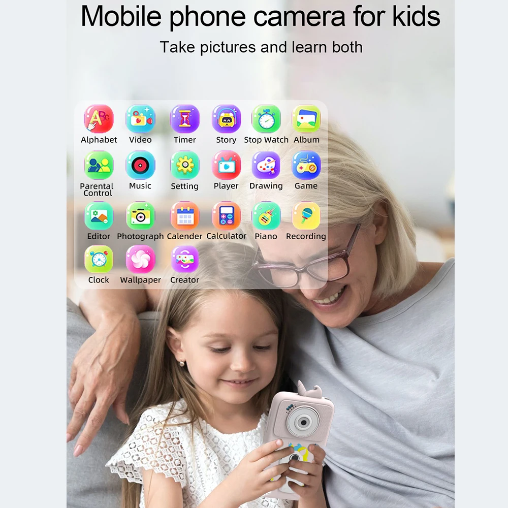 Kids Smart Phone Video Music Player 2.8'' IPS Mini Toy Phone Camera Games Learning Recording Educational Toys Children Gifts