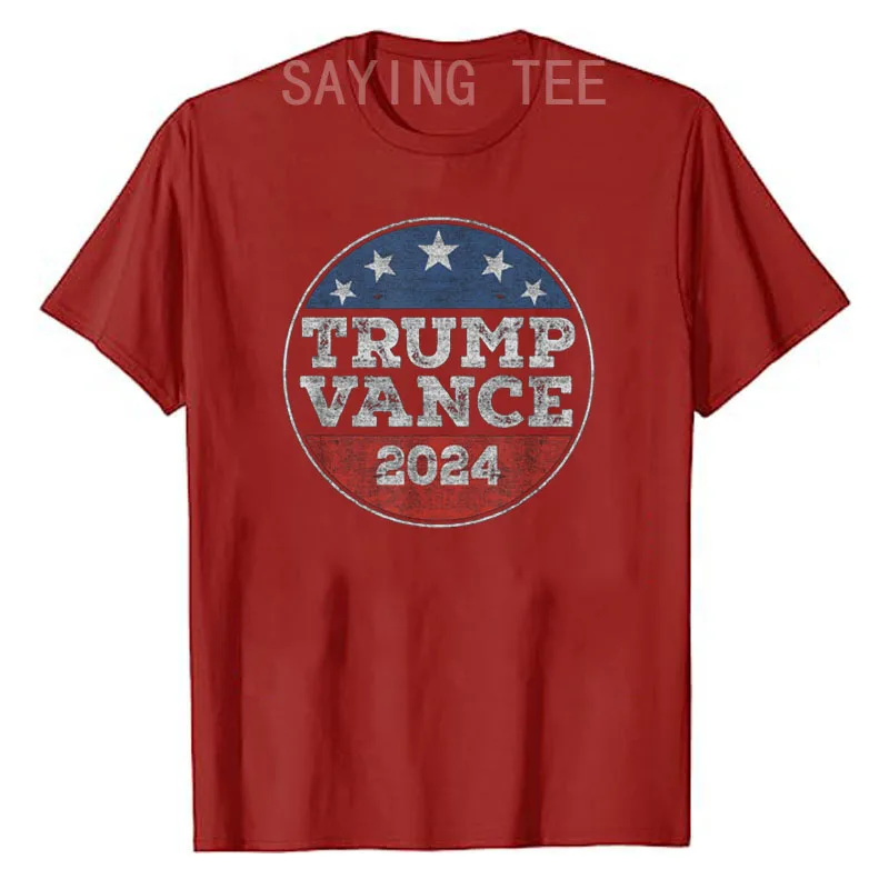 Trump 2024 Button Election for Republicans Trump Vance Campaign T-Shirt Trump Lovers America Us Flag Print Graphic Tees Outfits