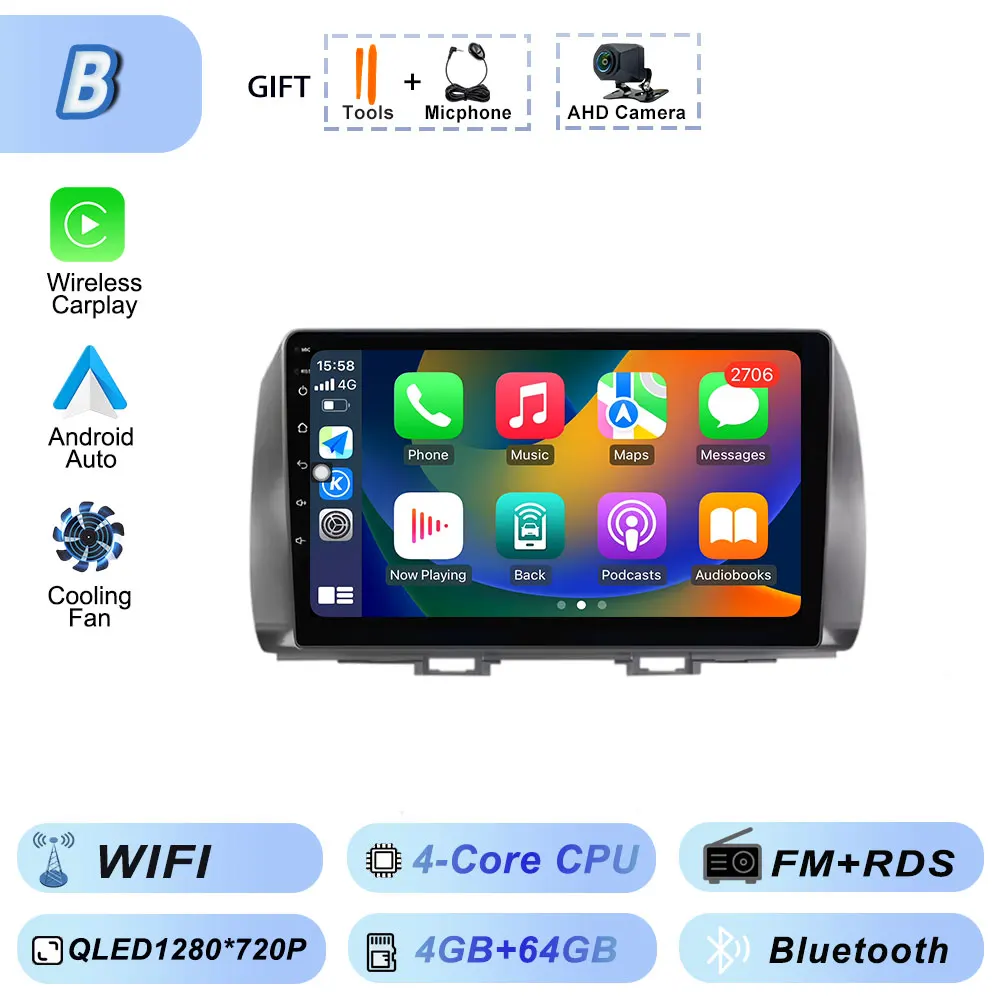 Android Auto voor Toyota BB 2 Daihatsu Materia 2005-2016 Autoradio Multimedia Video Bluetooth Speler GPS Navigatie CarPlay WiFi