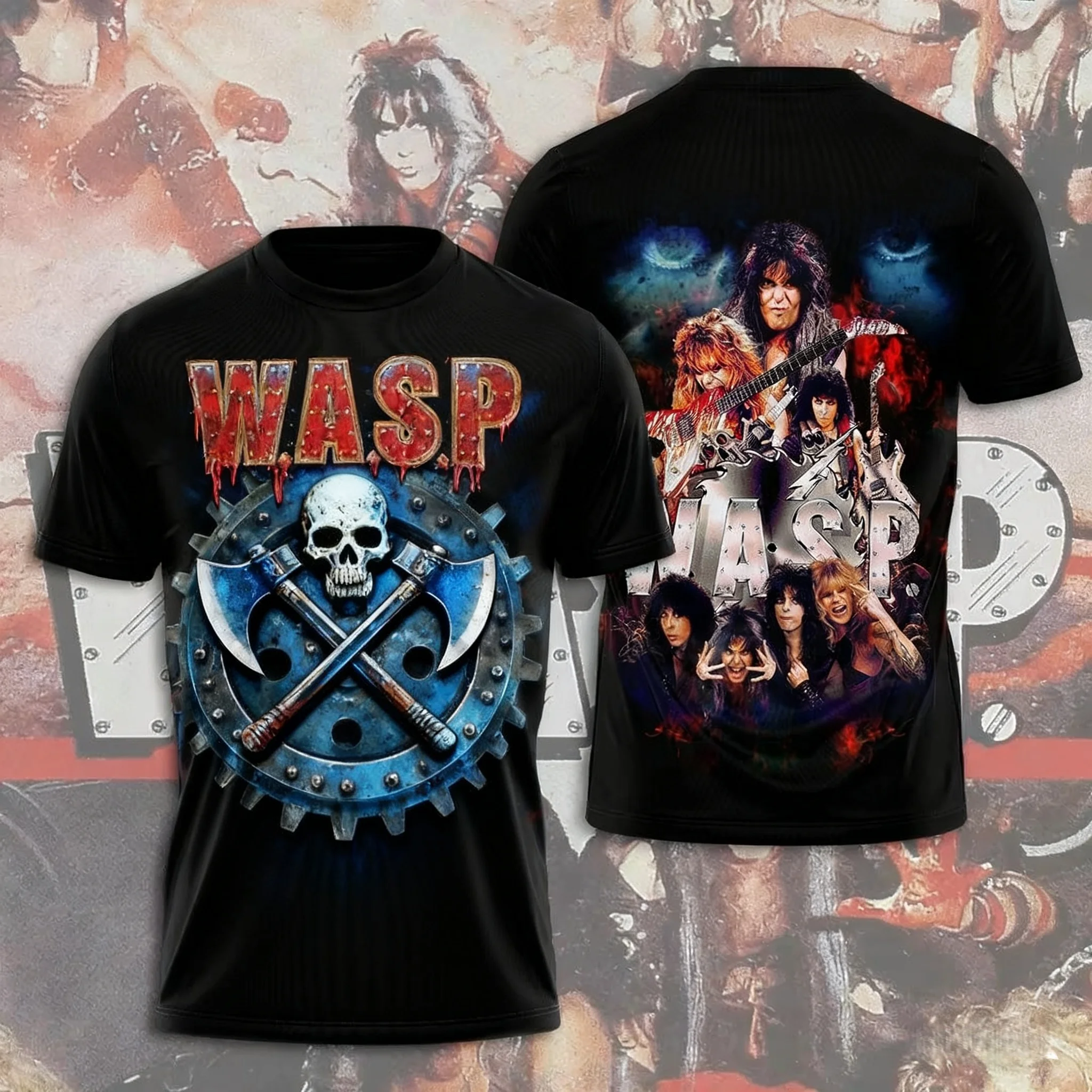 حار أنيمي W.A.S.P جيرسي تأثيري تي شيرت ثلاثية الأبعاد طباعة طفل الكرتون المحملة الصيف الرجال النساء Harajuku قصيرة الأكمام Y2k القمم