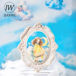 JIANWU Cloud Girl Series Kawaii Character Landscaping Material Collage PET Sticker Creative DIY Journal Scrapbooking Stationery