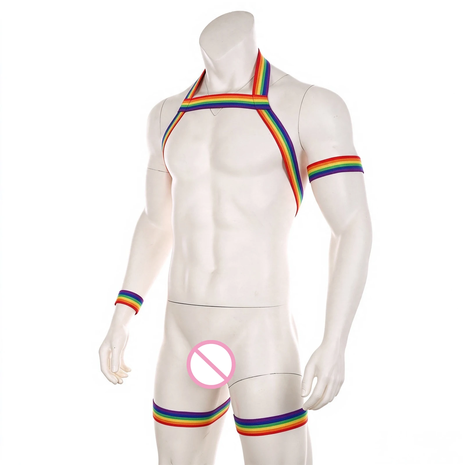 Body Harness Men Sexy Elastic Halter Chest Strap With Arm Leg Bands Nightclub Party Costume Lingerie Body Straps