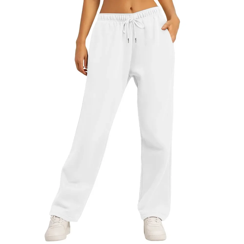 

Unisex Solid Color Casual Sweatpants with Fleece Lining Loose Fit Long Joggers for All Seasons