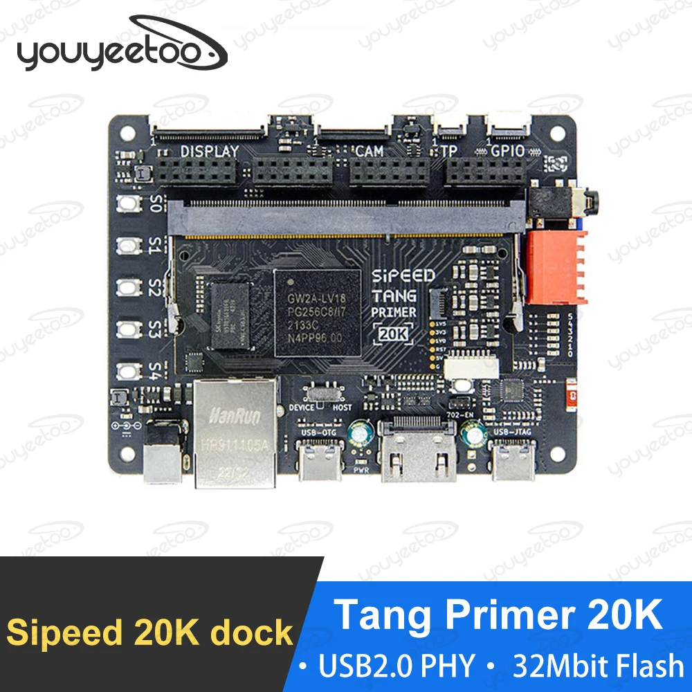 Sipeed Tang Primer GOWIN GW2A FPGA GoAI 20K Placa central/placa ext Lite/placa ext de base conector de matriz de micrófono DDR3 de 1Gbit