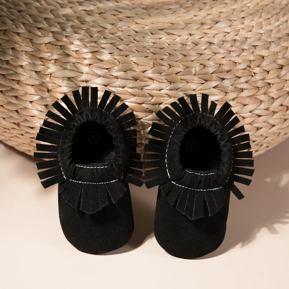 Vintage Quaste Neugeborenen Freizeit schuhe Baby Wanderschuhe Anti-Rutsch-weiche Jungen und Mädchen Schuhe einfarbig ungebundene Slip-On-Schuhe