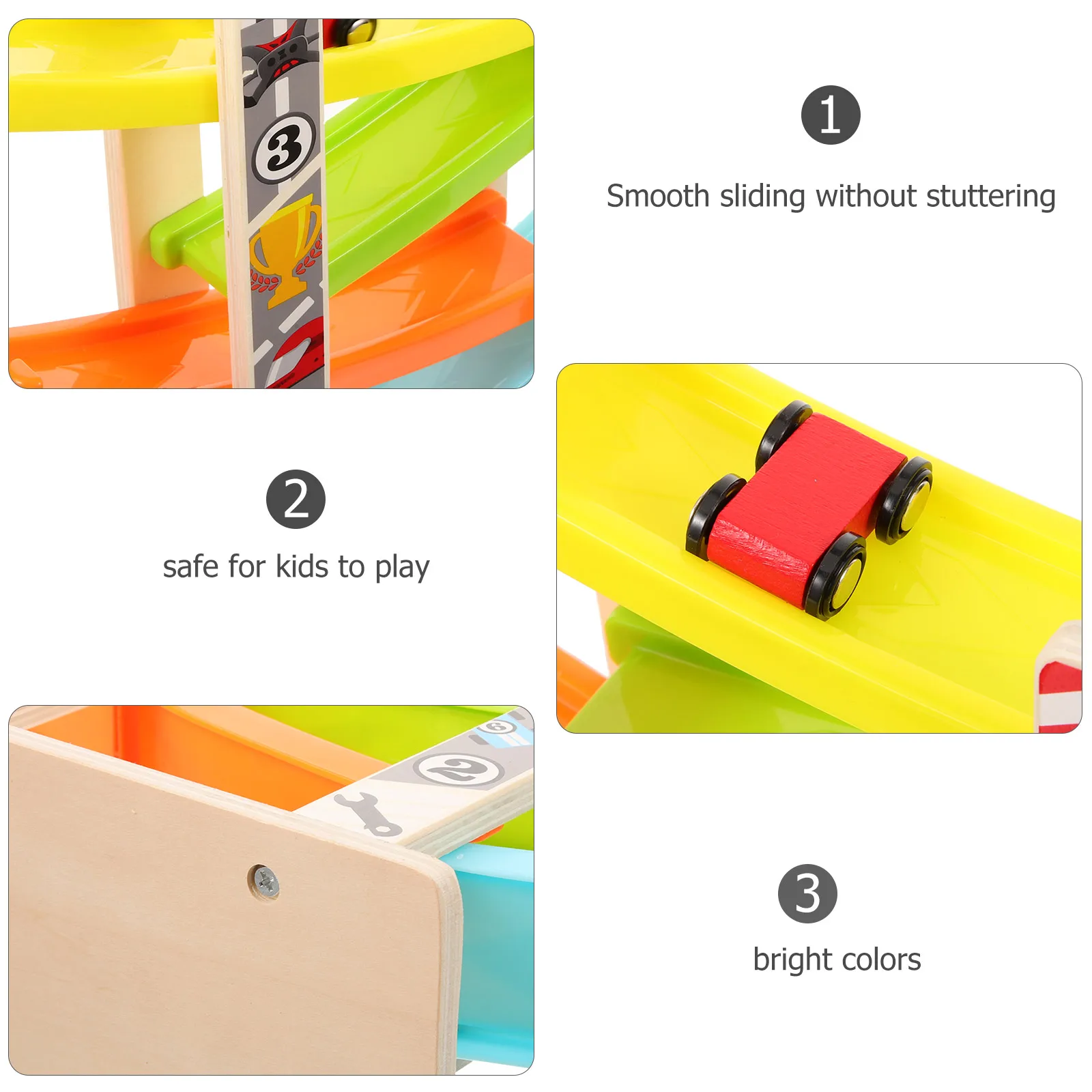 

1Set Track Car Gliding Plaything Easy Assemble Multi-Angle Durable Wood Early Education Kids Learning Racing Plaything