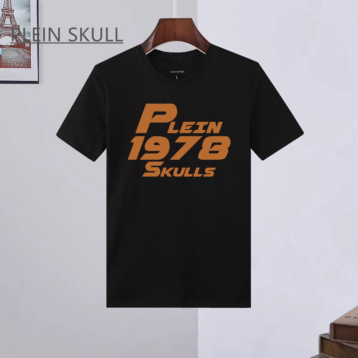 

PLEIN SKULL Модная брендовая легкая футболка Мужская уличная готическая свободная спортивная футболка размера плюс Топ из чистого хлопка с короткими рукавами s-6XL