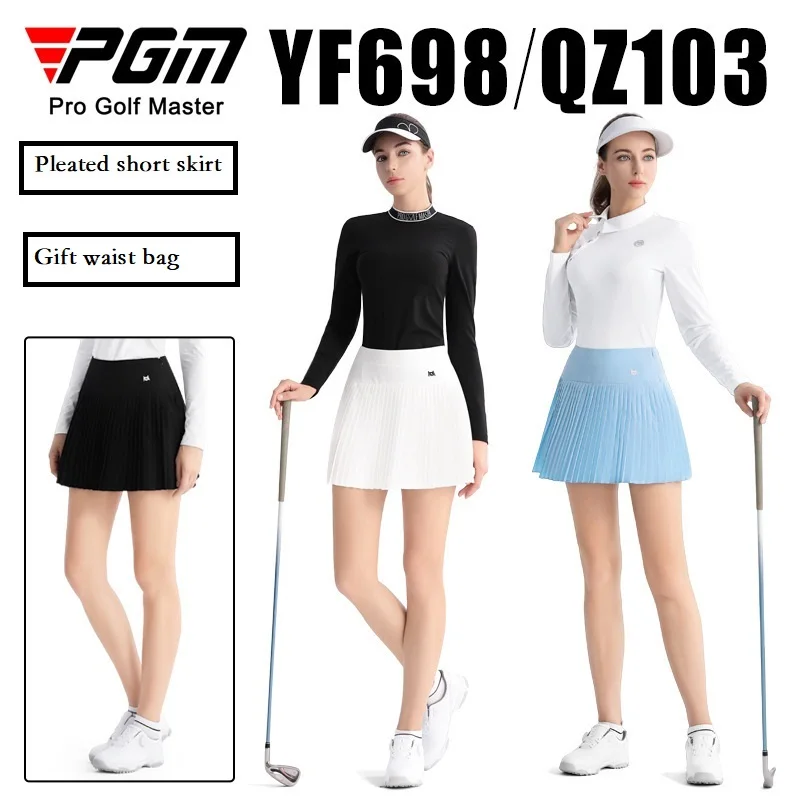 Pgm Lady Golf Pleated Skirt High Waist All-Matching Sports Skorts Women Anti-Exposure Golf Skirt Fashion Culottes with Small Bag