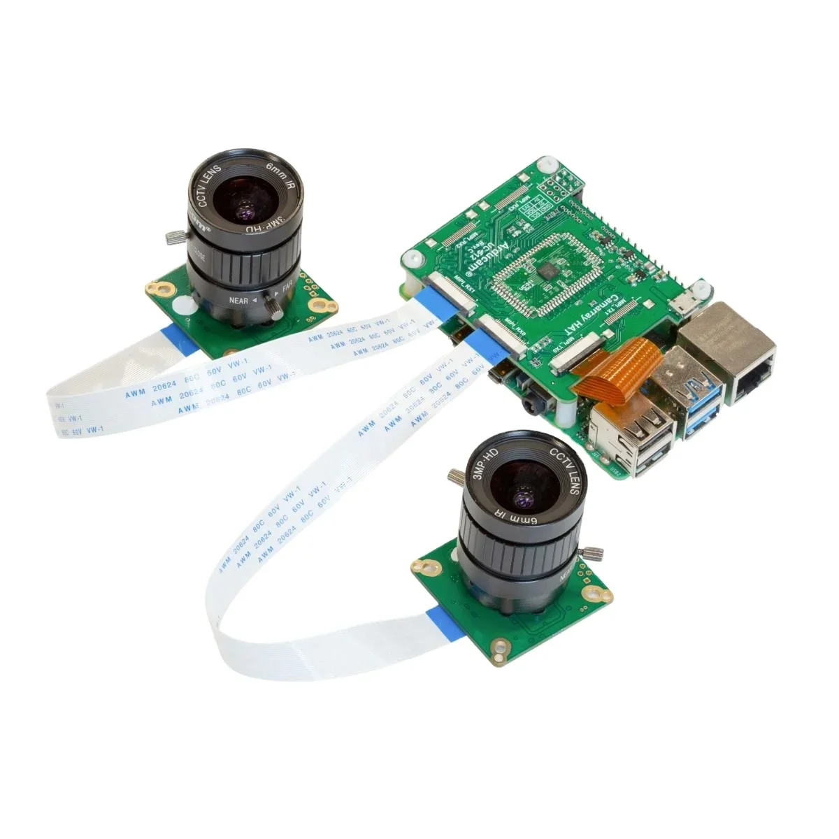 Arducam 12MP*2 Synchronized Stereo Camera Bundle Kit for Raspberry PiTwo 12.3MP IMX477 Camera Modules with CS Lens and Camar