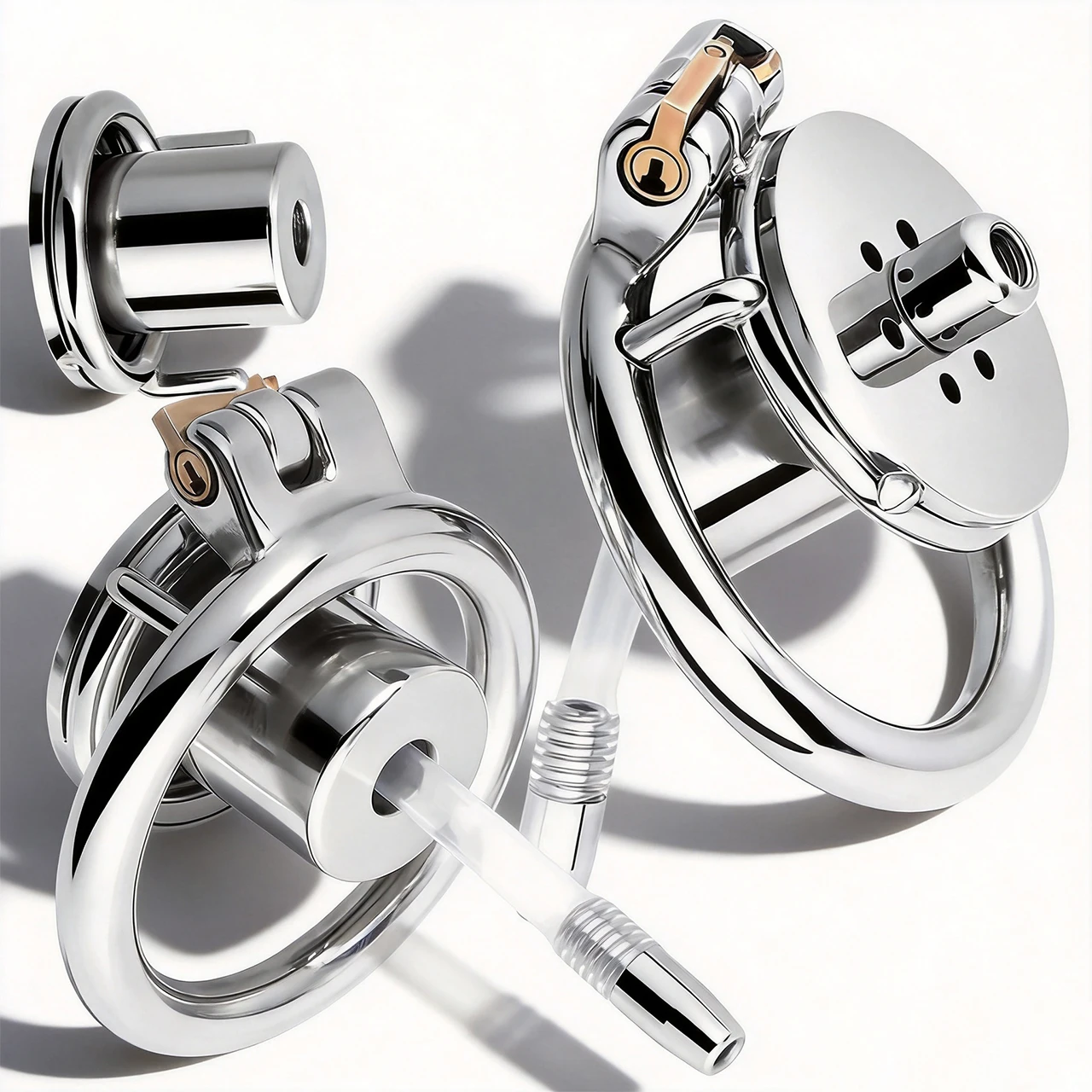 FRRK Steel Penis Rings Negative Flat Male Chastity Cage Device With Cylinder Tube Inverted Cock Lock Erotic Sex Toys For Men Gay