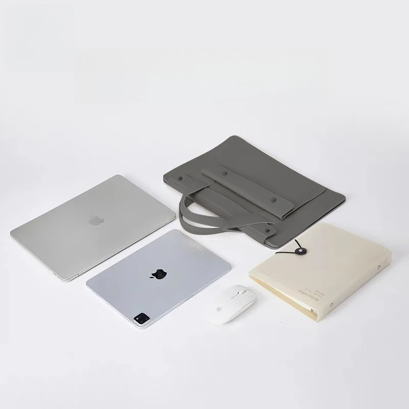 Laptop Bag for Women Leather Computer Case for Macbook Air Pro 13 14 15 16 Inch 3 Layers Sleeve