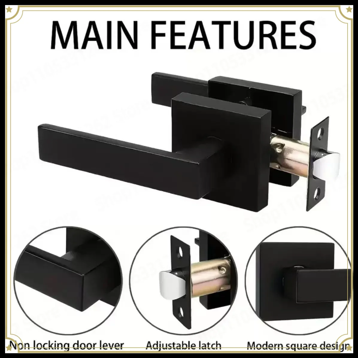 Simple Heavy Duty Three-bar Handle Lock Keyless Room Door Lock Lightweight Door Lock