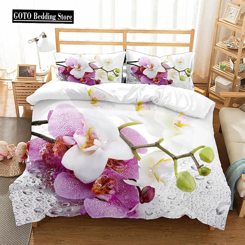 

3D Print Flowers Plants Duvet Cover Set for Women Teen Girl Roupa De Cama King Size Bedding Set Peach Blossom, Cherry Blossom