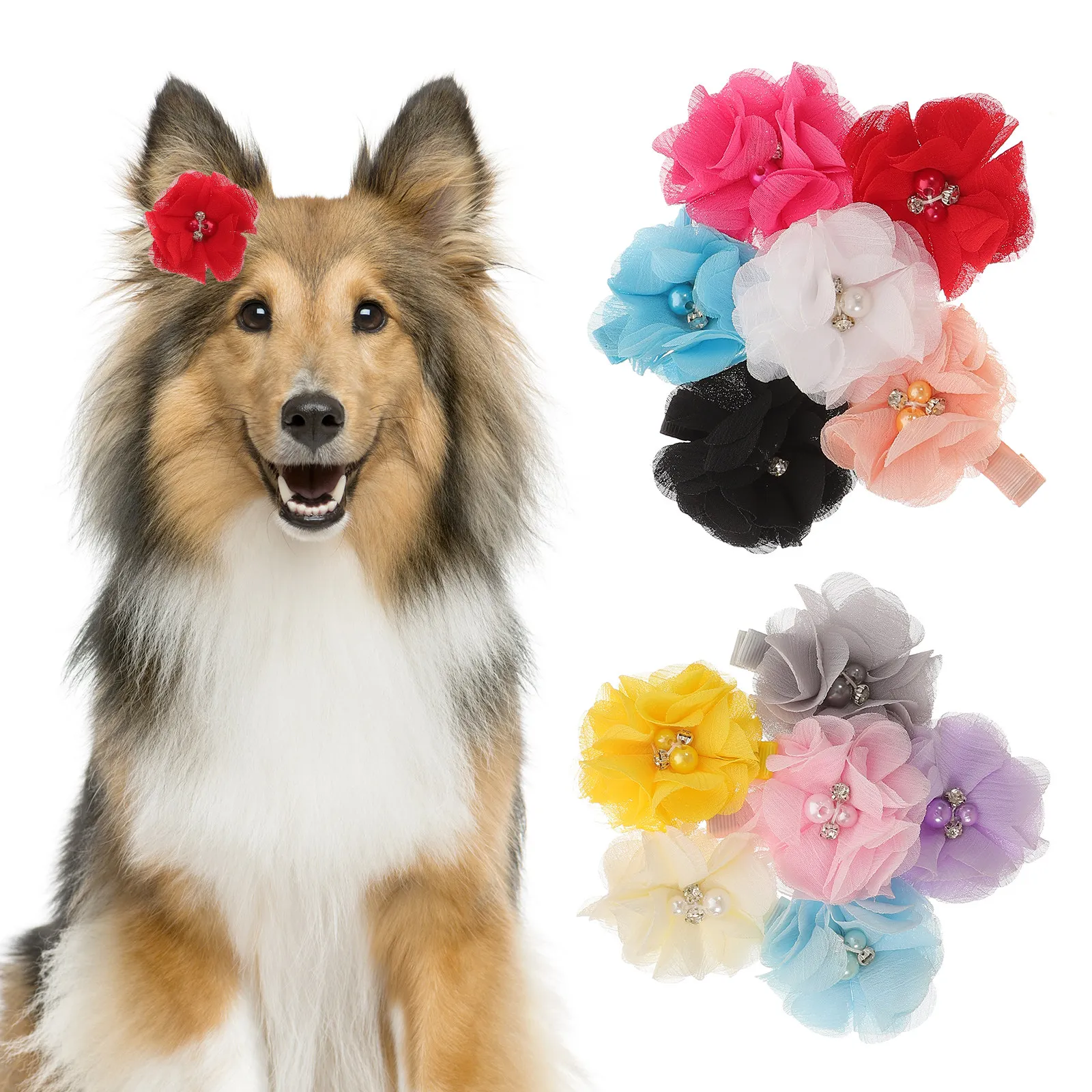 

20pcs Pet Hair Clips Dog Bow Barrettes Pink Cat Pins Headdress Hair Accessories Lightweight Durable Fashionable Holiday Party