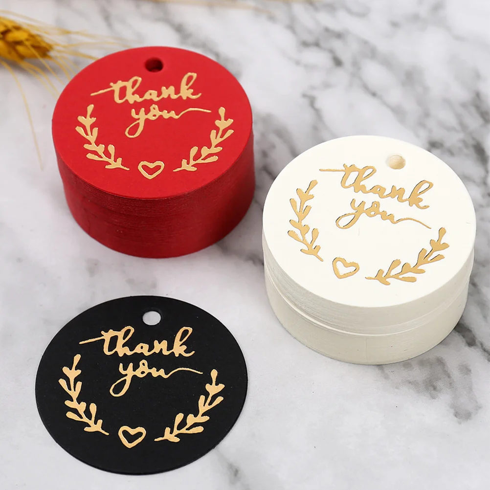 100 Pcs Bronzing Thank You Tag Round Labels Gift for Thanksgiving Creative Birthdays Tags DIY