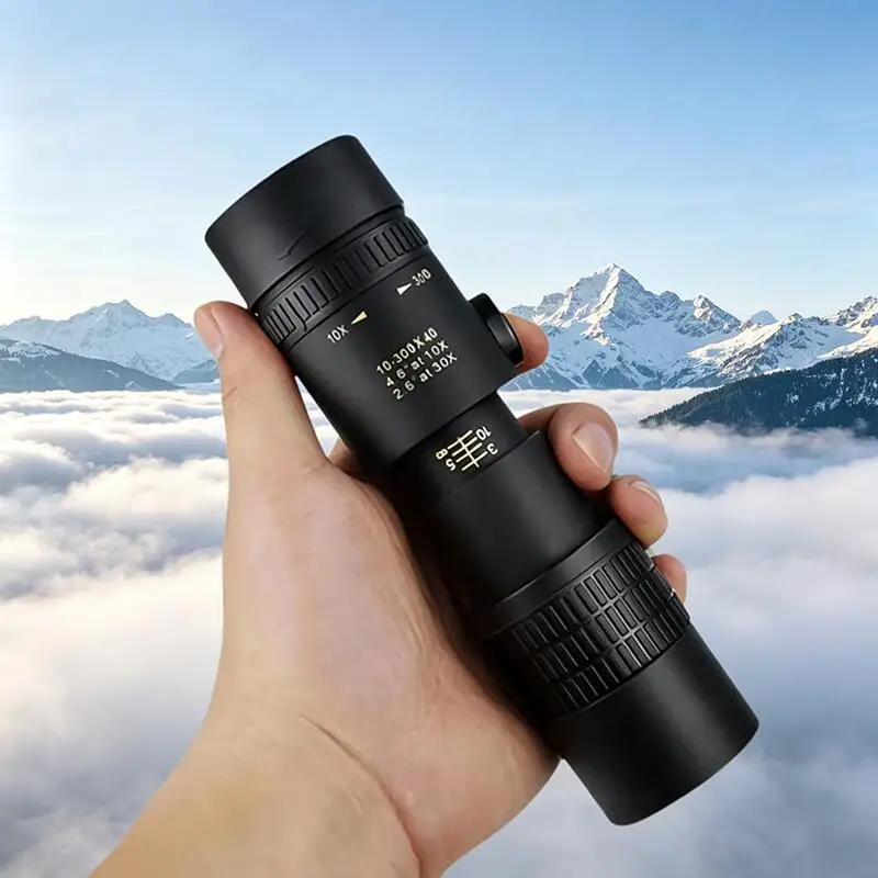 Telescópio Profissional Monocular HD Portátil com Zoom de 10-300x40, Monocular de Longo Alcance para Caça, Caminhadas, Camping, Viagens e Esportes