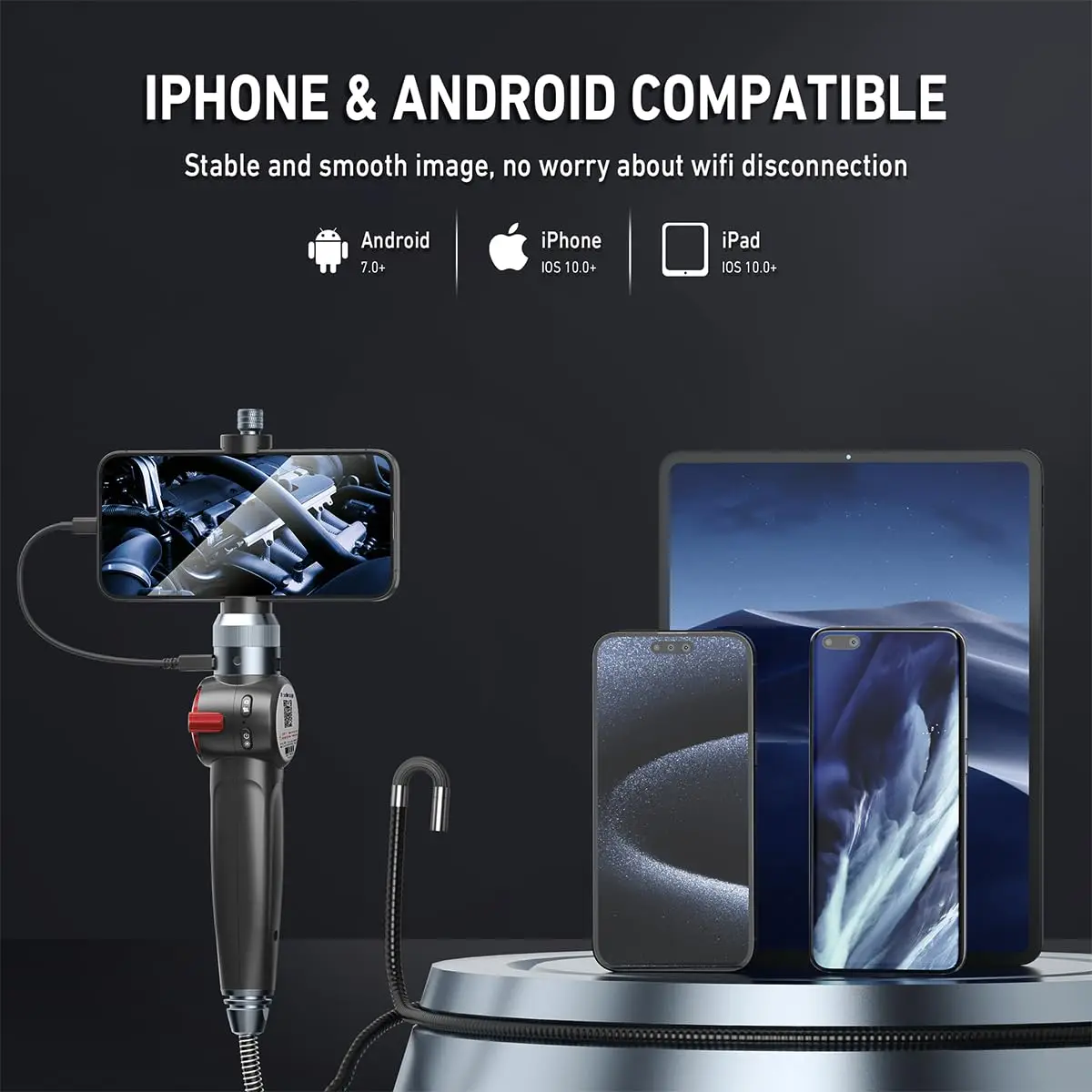 

Rotary Video Automotive Boroscope Stethoscope Sewer Endoscope Camera Smartphone With Articulation For Android Iphone IOS Cars