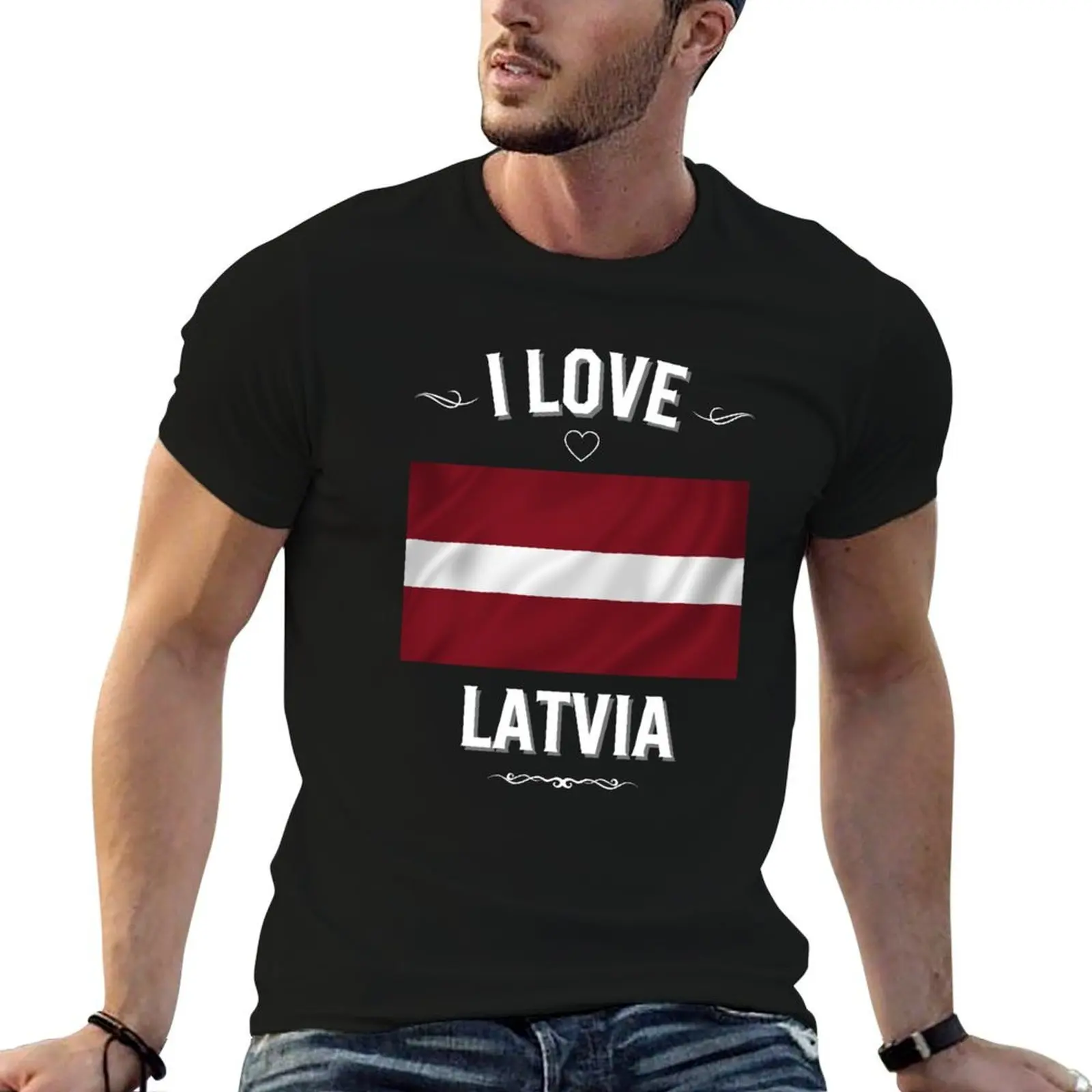

I Love Latvia T-Shirt man t shirt luxury man t shirt heavy cotton T-Shirt