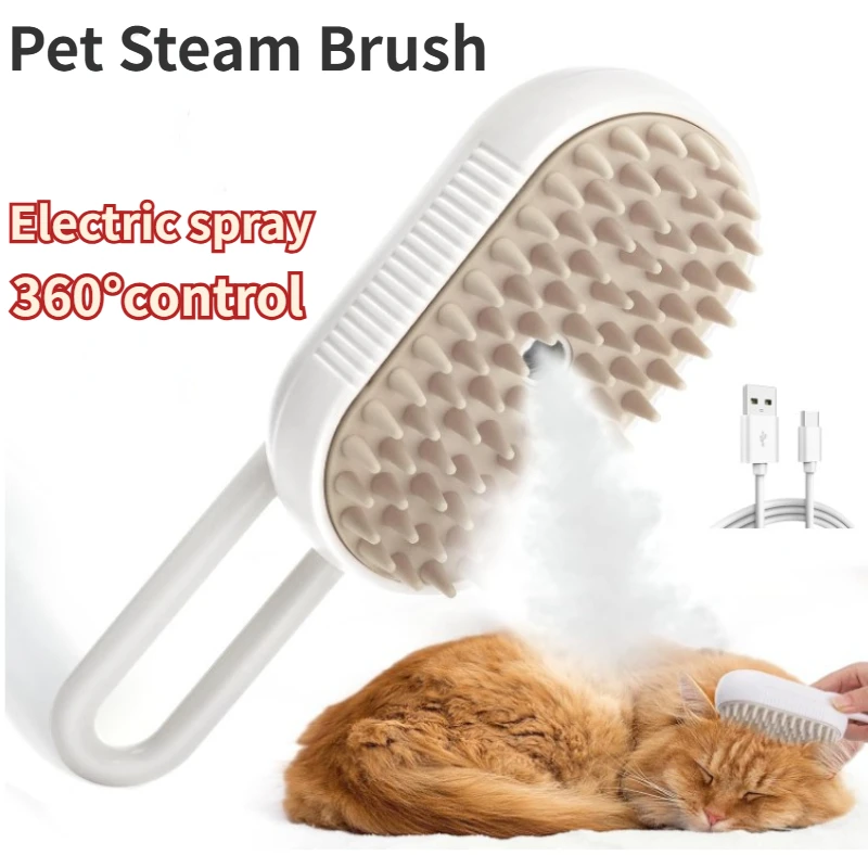 

NEW Pet Steam Brush Cat Dog Cleaning Steamy Electric Spray Massage Comb 3 In 1 Hair Removal Grooming Supplies Pet Accessories