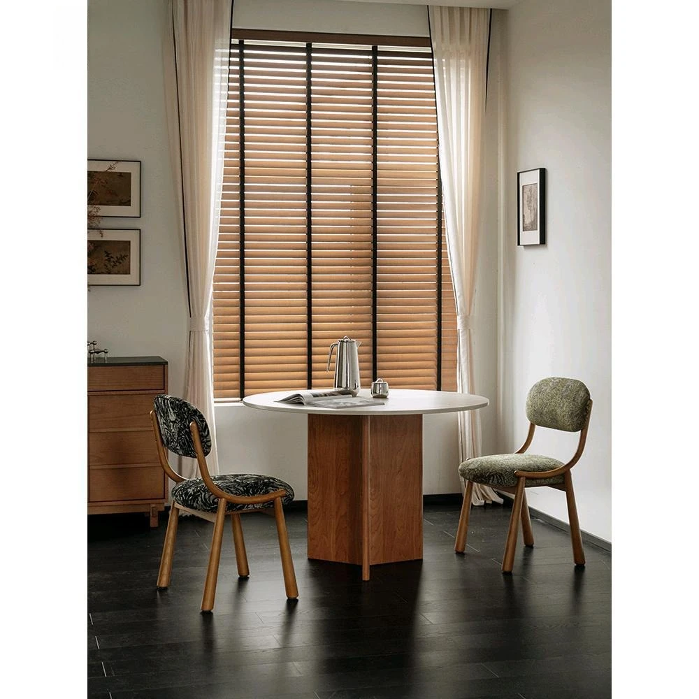 Medieval dining chair designer household small apartment back chair solid wood chair simple casual ash wood