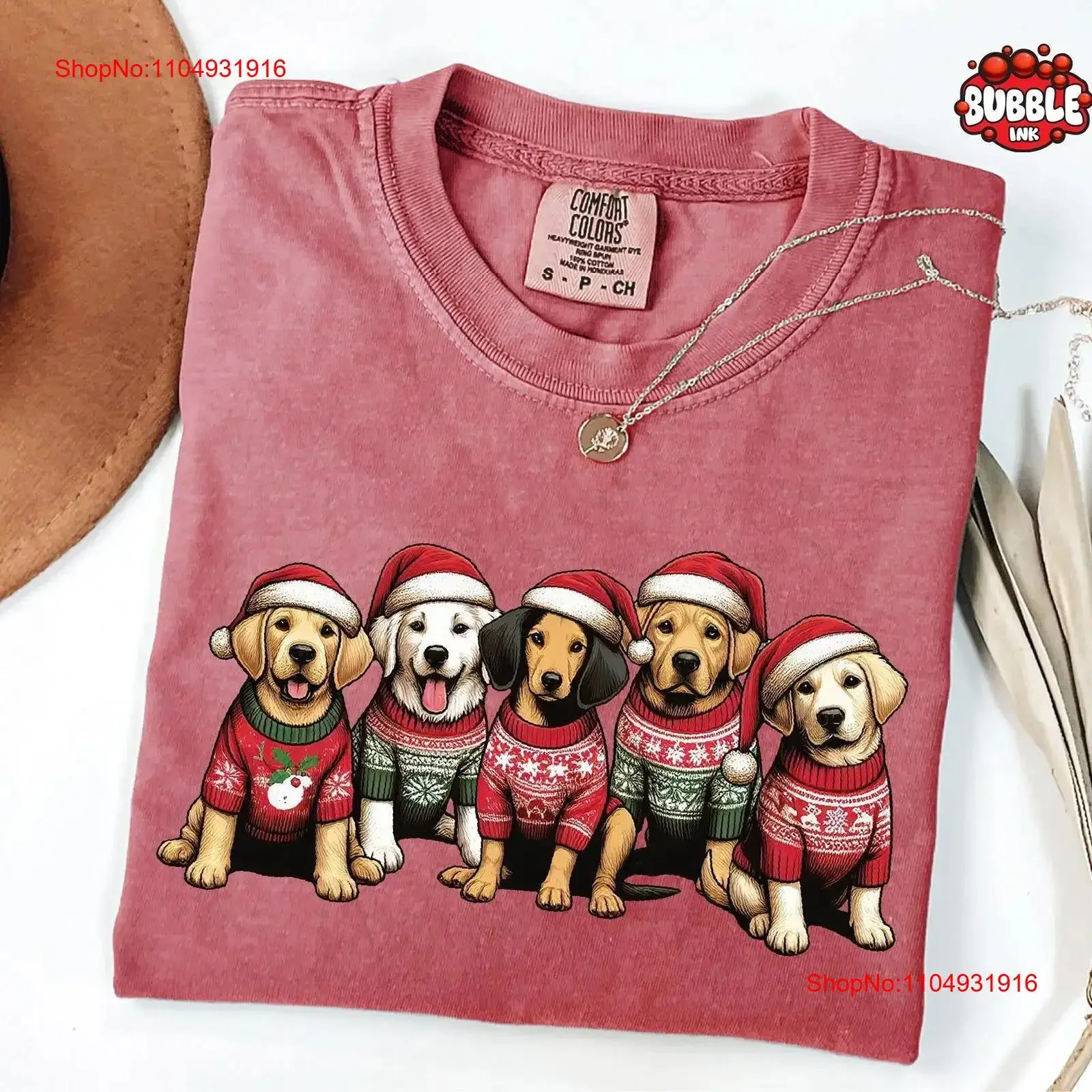 

Cute Christmas Dog T Shirt Owner Lover Mom Holiday vintage Washed graphic Casual Top For Everyday Wear Unisex Stretched