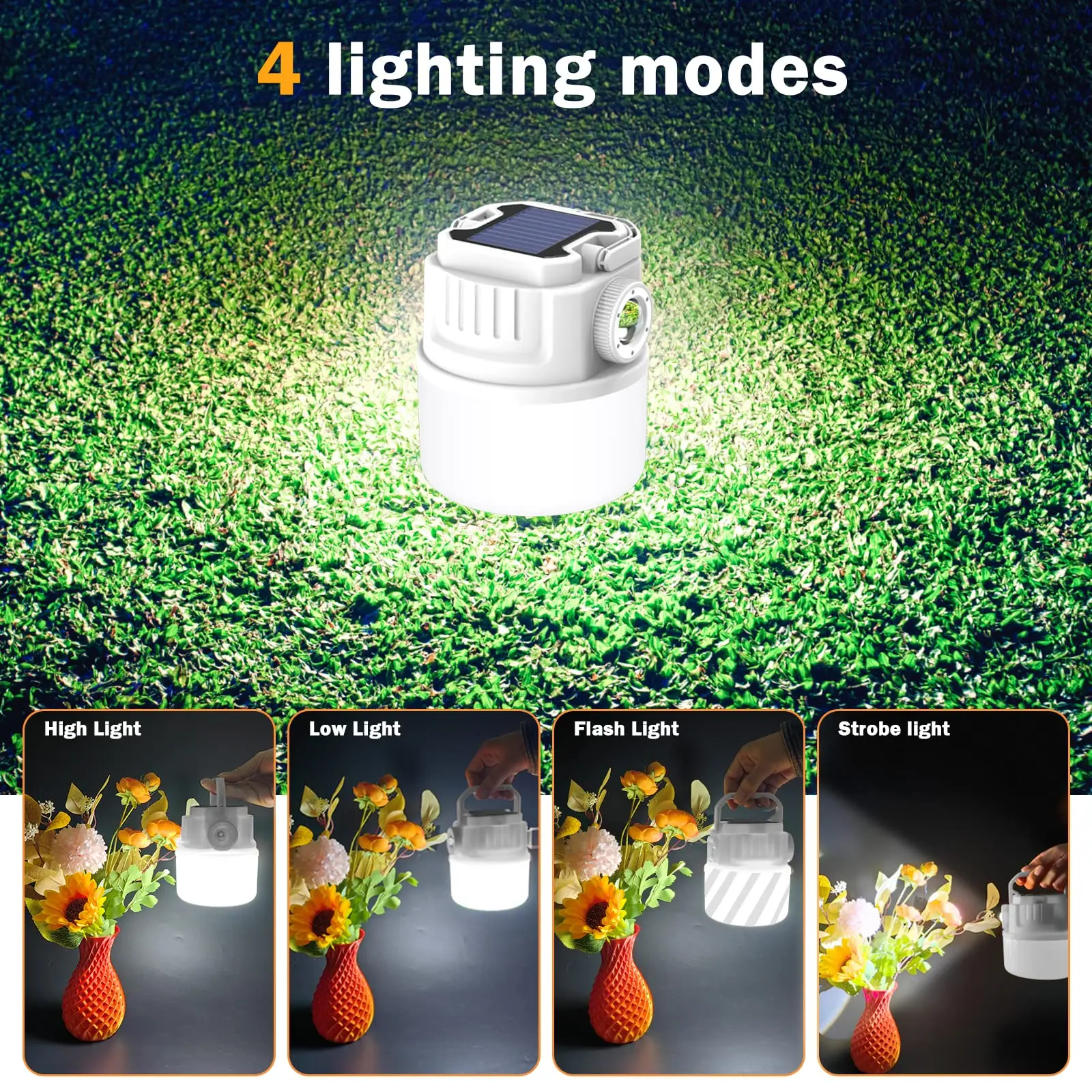 Camping Lantern 48 Hours Running Rechargeable Zoom Led Lantern for Power Outages 5000mah Solar Flashlight Recharge Light Camping