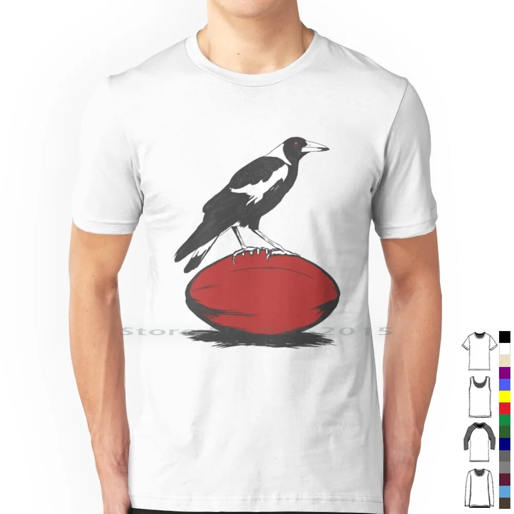 Magpie Footy 100% Cotton T Shirt Collingwood Magpies Afl Footy Tee Short Sleeve Long Sleeve Gift