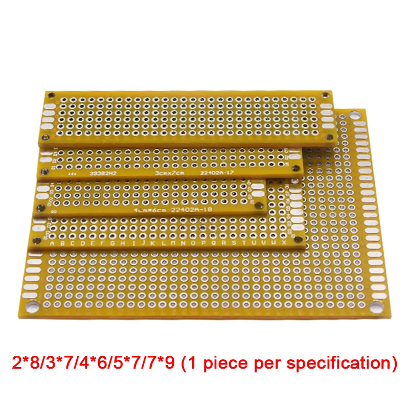 5PCS/Lot 2*8/3*7/4*6/5*7/7*9CM Double Side Prototype DIY Universal Printed Circuit PCB Board Protoboard PCB Kit Breadboard Set