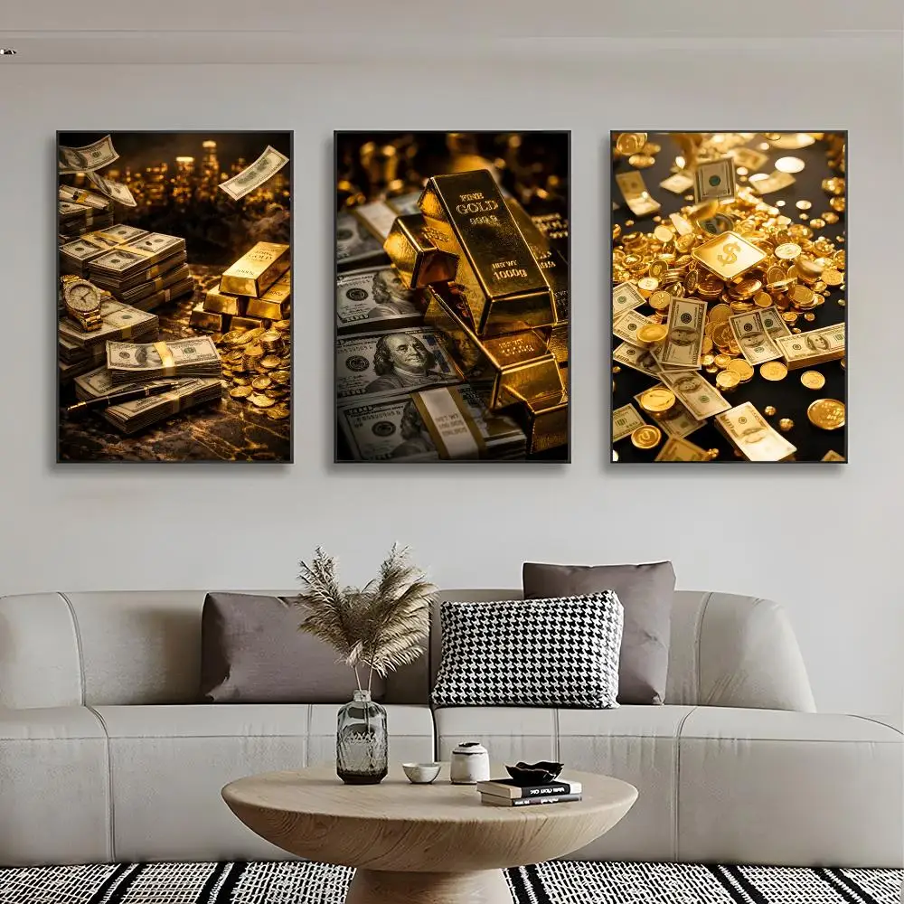 U.S. Dollars and Gold Poster High-definition stickers ideal gifts for living rooms hallways