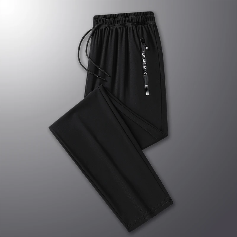 Summer New High Quality Ice Silk Pants For Men's Feet Tie Sports Elastic Quick Drying Sweat-absorbing Straight Leg Pants 2PCS image 6