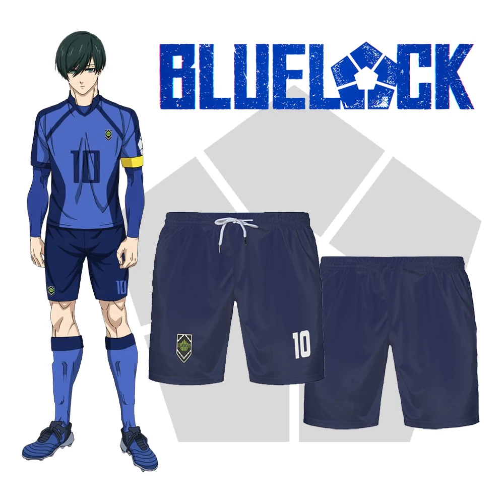 

Blue Lock Football Jersey Shorts Japanese Anime Rin Cosplay Men's Sports Casual Shorts Summer Loose Cool Breathable Beach Pants
