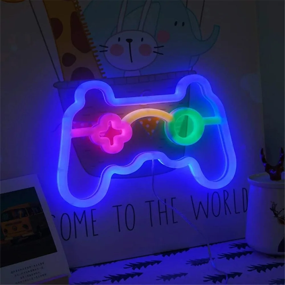 1 قطعة USB LED لعبة وحدة التحكم ضوء النيون ، وحدة تحكم ألعاب ضوء الليل ، مناسبة لغرف الألعاب والحفلات وديكور الجدران