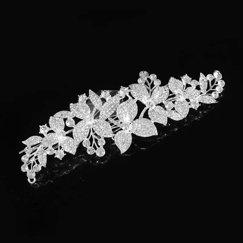 Flowers Bride Hair Accessories handmade Wedding hair jewelry Party crystal Bridal Starry Rhinestone Hair Comb Rhinestone Tiara