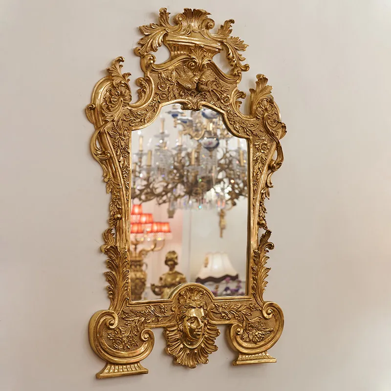 French vintage villa living room entrance all copper decorative mirror European luxury dining side mirror fireplace angel