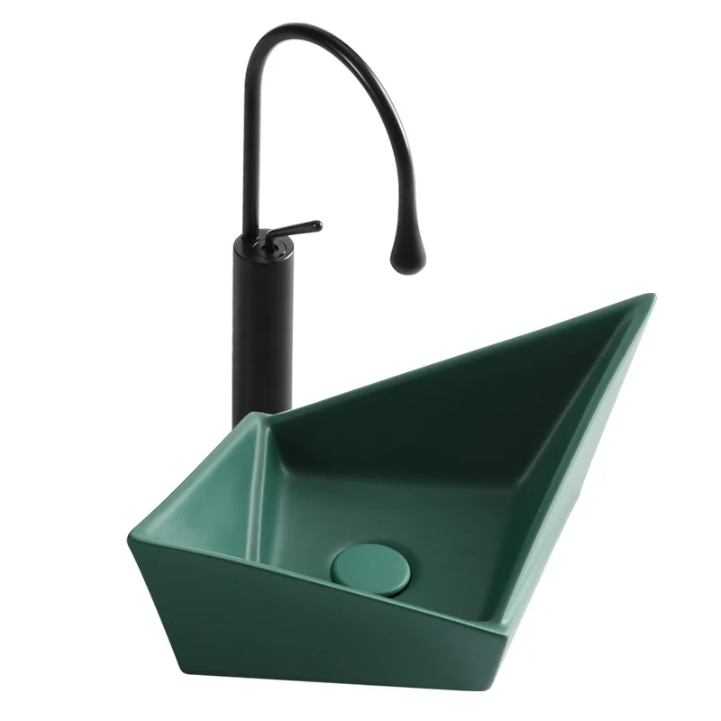 

High-end apartment personalized countertop basin hand washing tray short and light small ceramic single basin