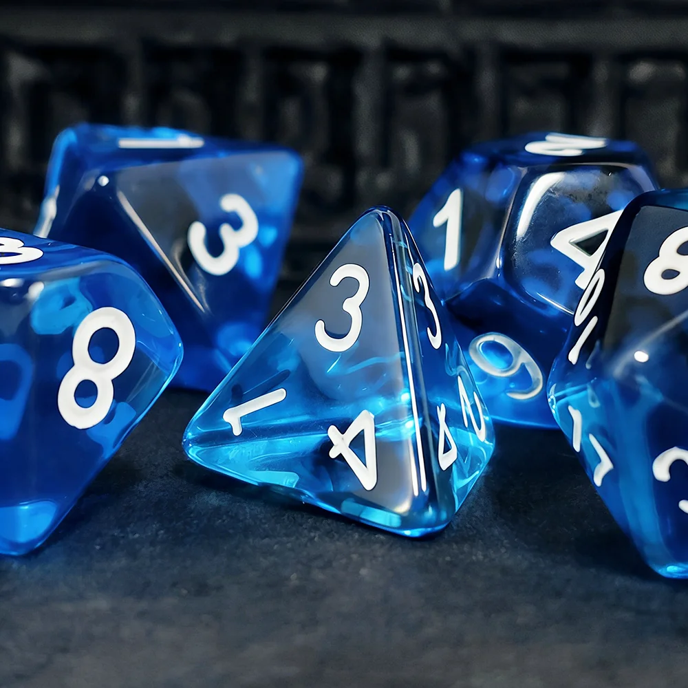 7Pcs/set Blue Blend Transparent Dice Set Acrylic Material Dice DND RPG MTG Dragons Games Dice Set Role-playing Board Games Dice view 4