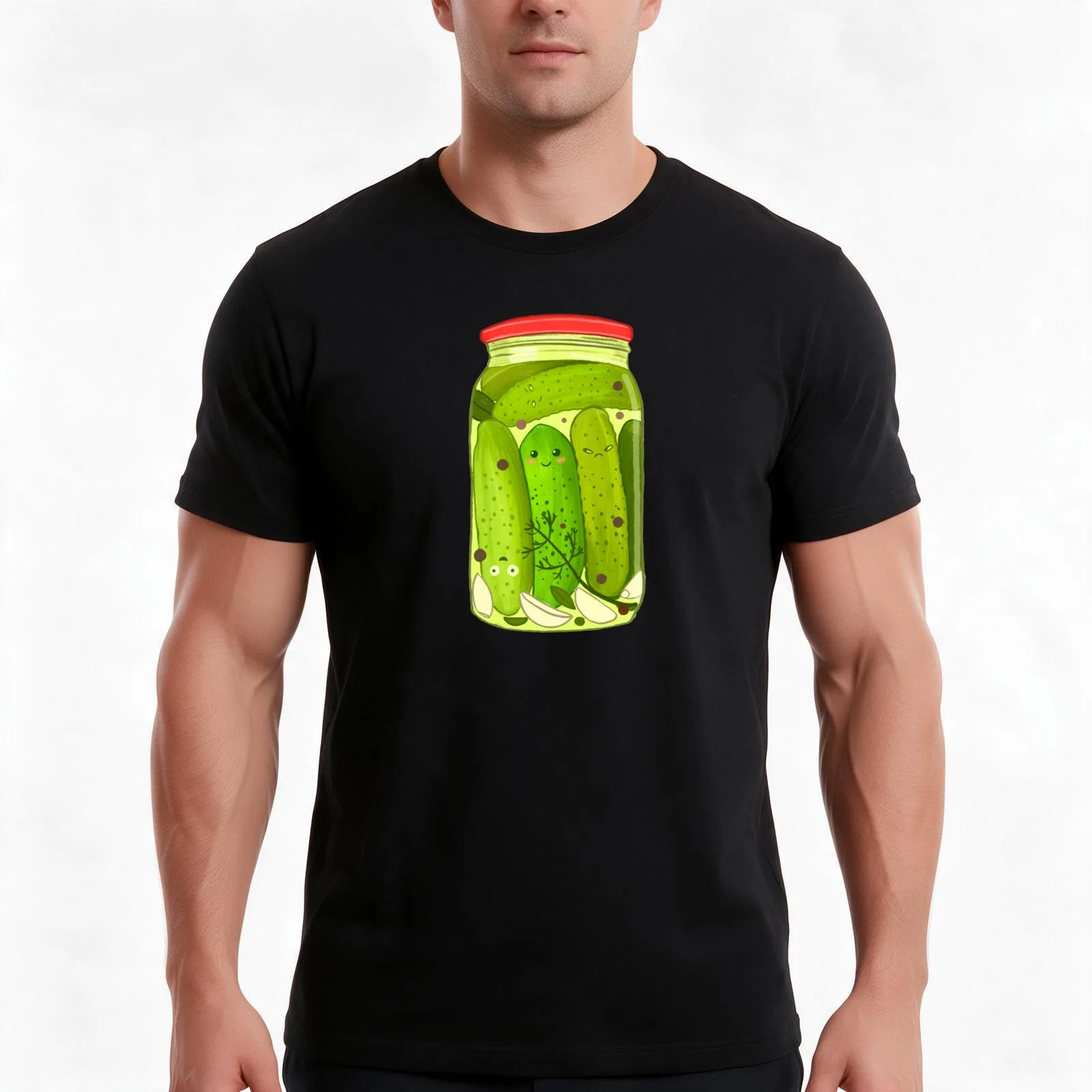 Cute Pickle Jar T-Shirt Summer Casual Cotton Tee Oversized Streetwear Tops Vintage Graphic Print Loose Fit Short Sleeve