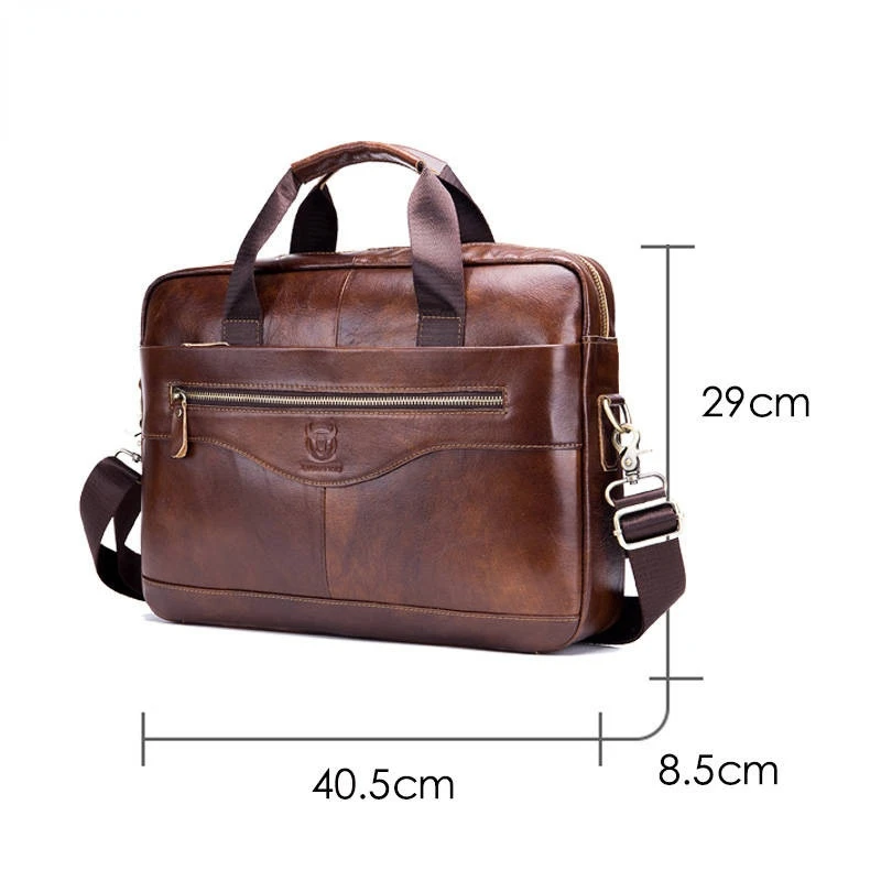 Men\'s Briefcase Genuine Cowhide Leather Business Laptop Messenger Bag