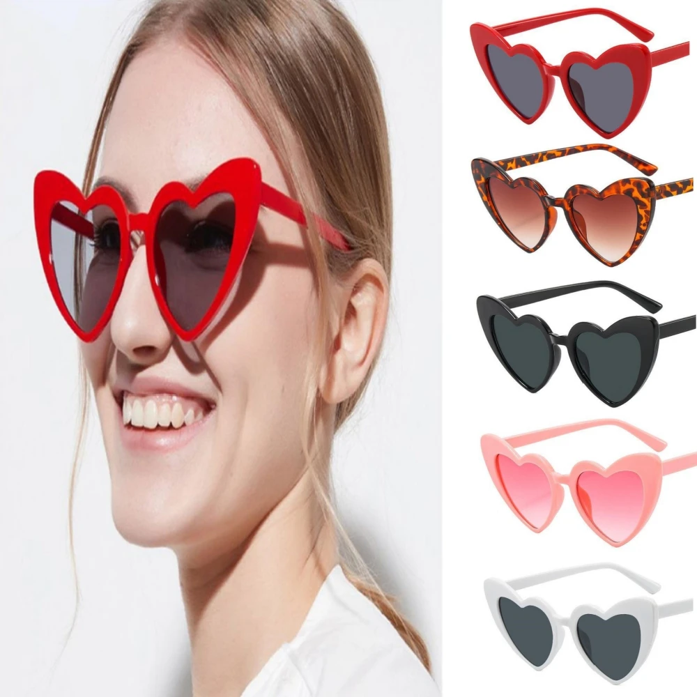 Love Heart Shaped Sunglasses Women Big Frame Fashion Cute Sexy Retro Cat Eye Vintage Sun Glasses UV400 Protection Unisex Eyewear