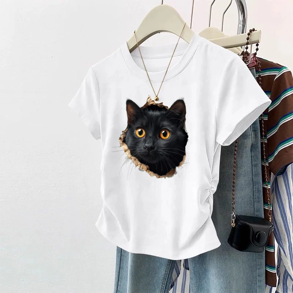 

Summer Women's T Shirt Print Casual Short Sleeve T-Shirts Fashion Streetwear Crew Neck Pullover Female Slim Tops Tees Clothing