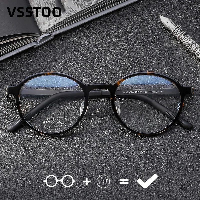 

NeoMore Round Tortoiseshell Titanium Eyeglasses - Prescription Ready, Stylish Optical Frames