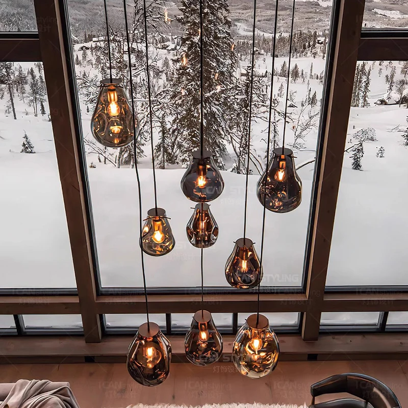 ديكور المنزل الحديث Led أضواء الزجاج قلادة ضوء مصابيح لغرفة المعيشة الثريات لغرفة الطعام مصباح معلق إضاءة داخلية #3